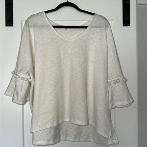 Mystree Oversized Pom Pom Sleeve Top